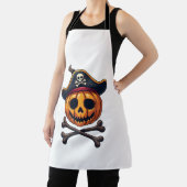 Pompoen Piraat Halloween Schedel T-shirt Schort (Insitu)