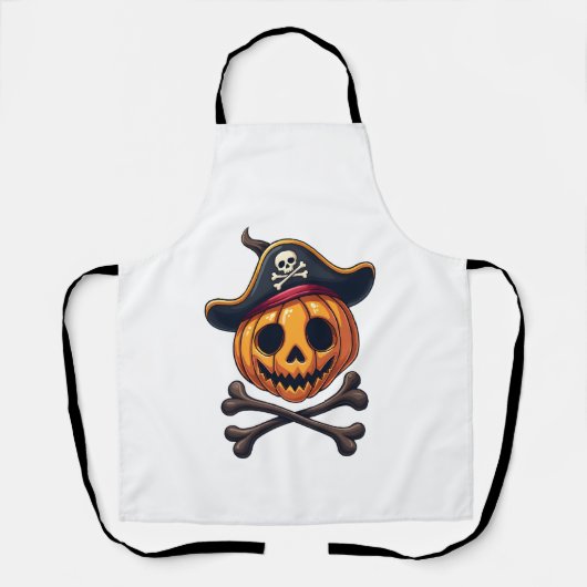 Pompoen Piraat Halloween Schedel T-shirt Schort (Voorkant)