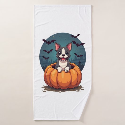 Pompoen Pitbull Glimlach Badhanddoek (Badhanddoek)