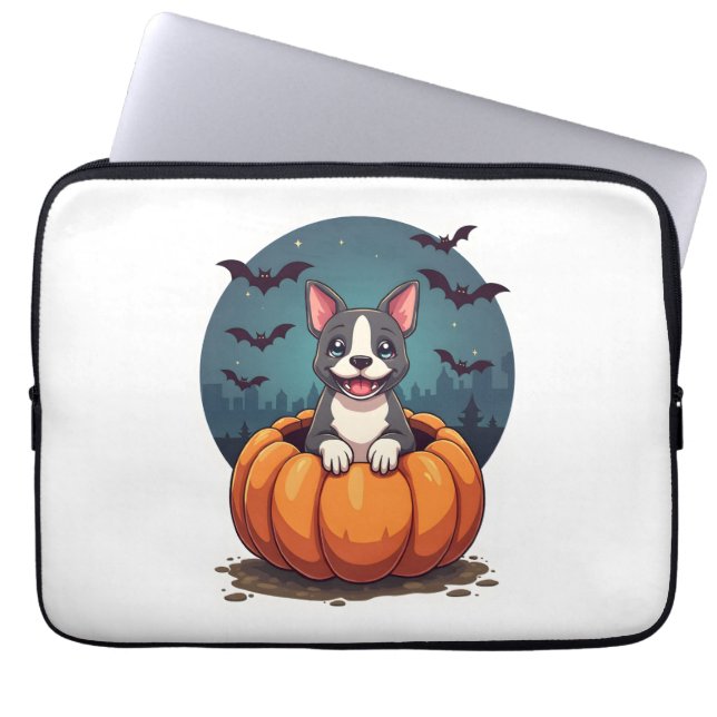 Pompoen Pitbull Glimlach Laptop Sleeve (Voorkant)