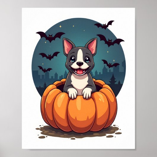 Pompoen Pitbull Glimlach Poster (Voorkant)