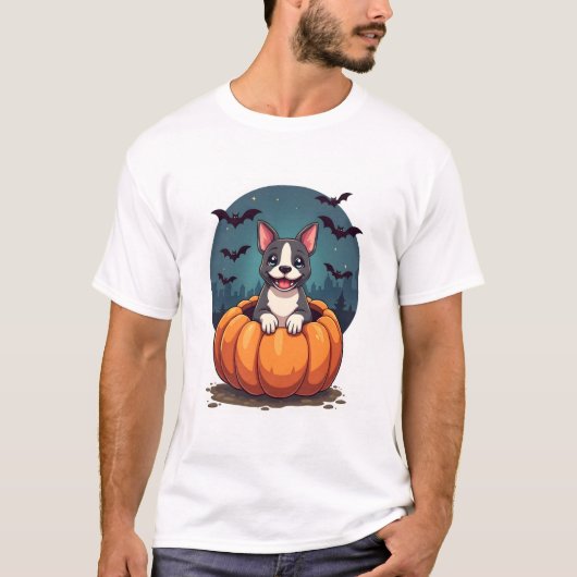 Pompoen Pitbull Glimlach T-shirt (Voorkant)