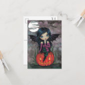Pompoen Pixie Halloween Ansichtkaart Kaart (Voorkant / Achterkant in situ)