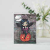 Pompoen PIxie Halloween Briefkaart (Staand voorkant)
