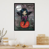 Pompoen Pixie Halloween Schattige Vampier Poster (Keuken)