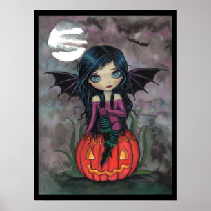 Pompoen Pixie Halloween Schattige Vampier Poster