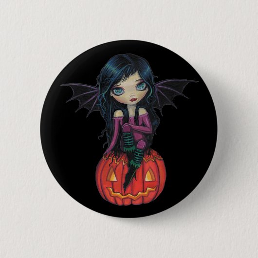 Pompoen Pixie Halloween Schattigee Vampire Button (Voorkant)
