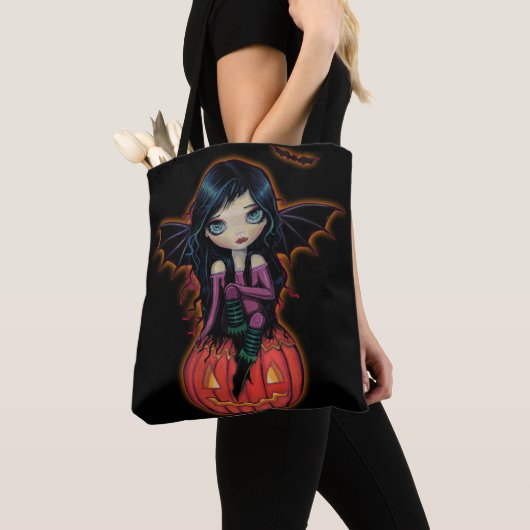 Pompoen Pixie Mooie Grote Oog Kunstwerk Tote Bag (Dichtbij)