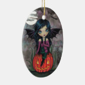 Pompoen Pixie Schattigee Vampier Halloween Ornamen Keramisch Ornament (Rechts)