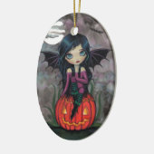 Pompoen Pixie Schattigee Vampier Halloween Ornamen Keramisch Ornament (Links)