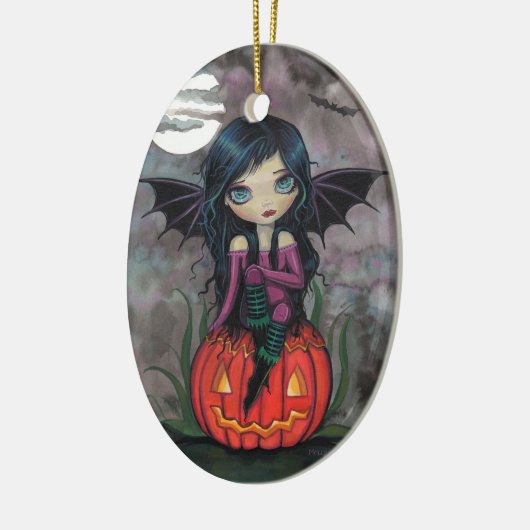 Pompoen Pixie Schattigee Vampier Halloween Ornamen Keramisch Ornament (Links)