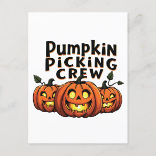 Pompoen Plukploeg Griezelige Halloween Matching Uitnodiging Briefkaart
