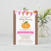 Pompoen Polka Dot Bunting Girl Herfst Baby shower Kaart (Staand voorkant)