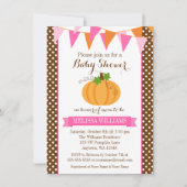 Pompoen Polka Dot Bunting Girl Herfst Baby shower Kaart (Voorkant)