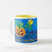  pompoen,  pompoen, Trick or treat... Tweekleurige Koffiemok (Voorkant links)