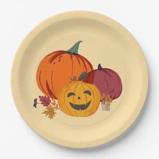 Pompoen praat over papieren Borden Papieren Bordje (Voorkant)