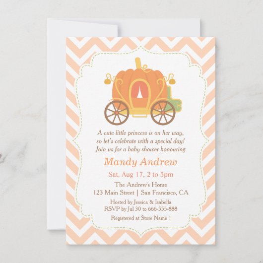 Pompoen Prinses Koets Baby Shower Uitnodigingen (Voorkant)