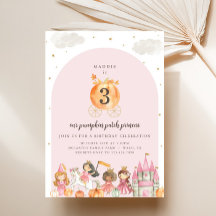 Pompoen Prinses Verjaardagsfeest Uitnodiging