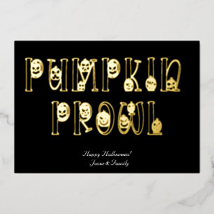 "Pompoen Prowl" Halloween-typografie  Folie Uitnodiging