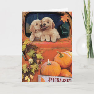 Pompoen Puppies - Vrachtwagen - Thanksgiving Kaart