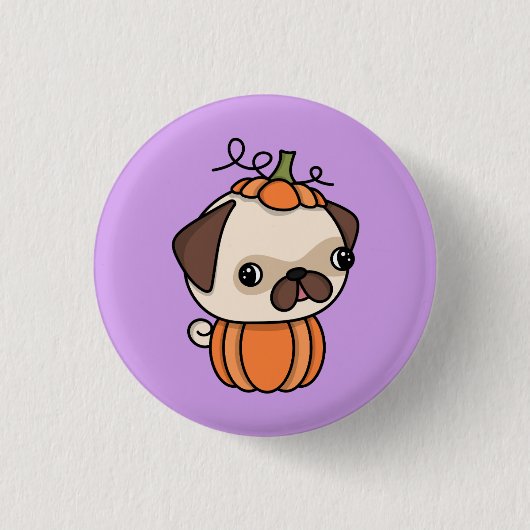 Pompoen Puppy Ronde Button 3,2 Cm (Voorkant)