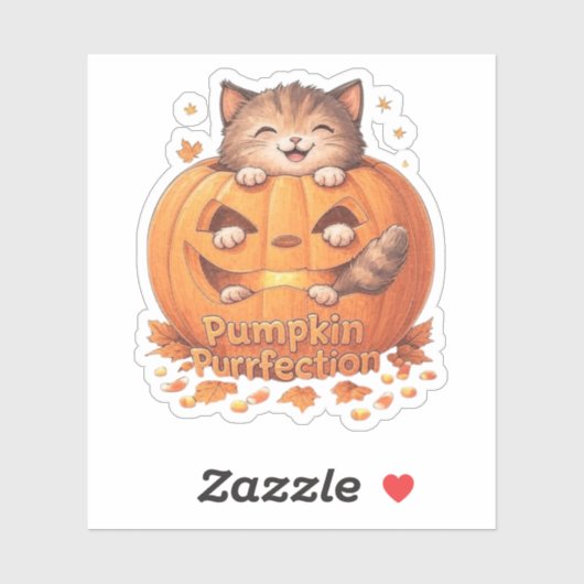 Pompoen Purrfection - Schattigee Halloween Cat Vin Sticker (Vel)
