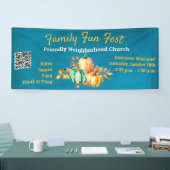Pompoen QR-code Kerk School Herfst Autumn Oogst Spandoek (Beurs)