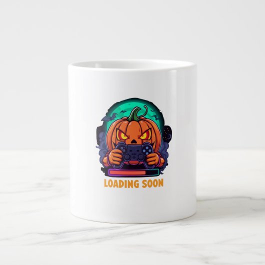 Pompoen Quest Gamer Laadontwerp Grote Koffiekop (Voorkant)