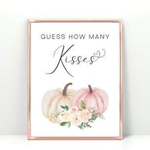 pompoen raden hoeveel kisses Baby shower spel Poster