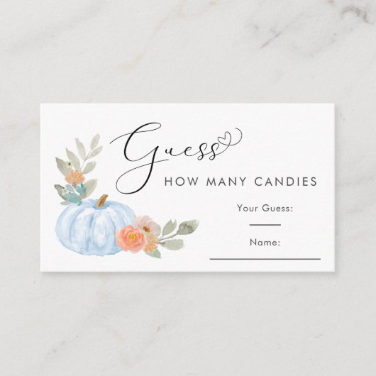 pompoen raden hoeveel Snoepjes jongen douche spel Informatiekaartje (Voorkant)