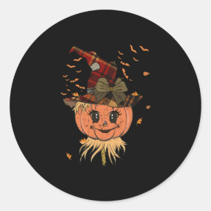 Pompoen Reaper Hoofd en Pet Herfst Halloween Ronde Sticker