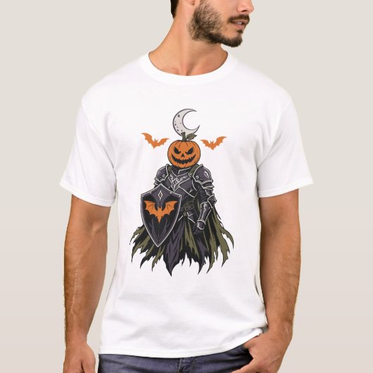 Pompoen Ridder Gotische Halloween T-shirt (Voorkant)
