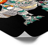 Pompoen Rijden Mummy Dinosaurus Trex Halloween Fun Poster (Hoek)