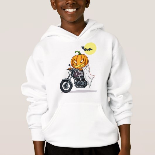 Pompoen rijdt motorfiets (Voorkant)