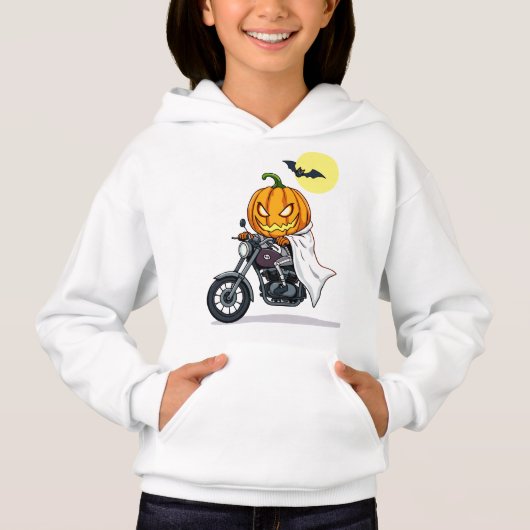 Pompoen rijdt motorfiets (Voorkant)