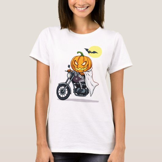 Pompoen rijdt motorfiets t-shirt (Voorkant)