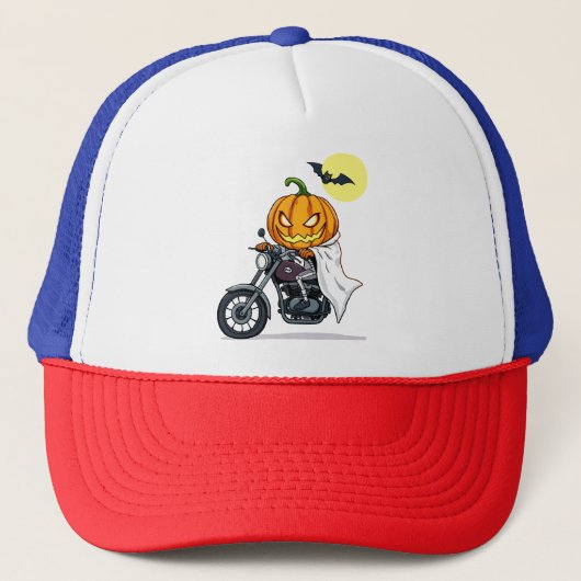 Pompoen rijdt motorfiets trucker pet (Voorkant)