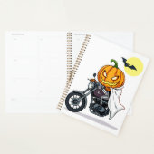 Pompoen rijdt op motorfiets planner (Display)