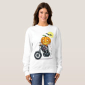 Pompoen rijdt op motorfiets trui (Voorkant volledig)