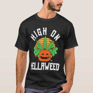 Pompoen Roken Weed Costume Retro Funny Halloween T-shirt