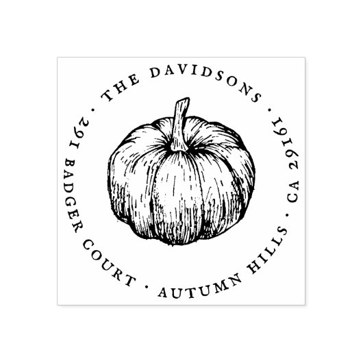 pompoen rond & Classic retouradres Rubberstempel (Afrduk)