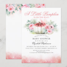 Pompoen Roos Goud Glittered Herfst Baby shower