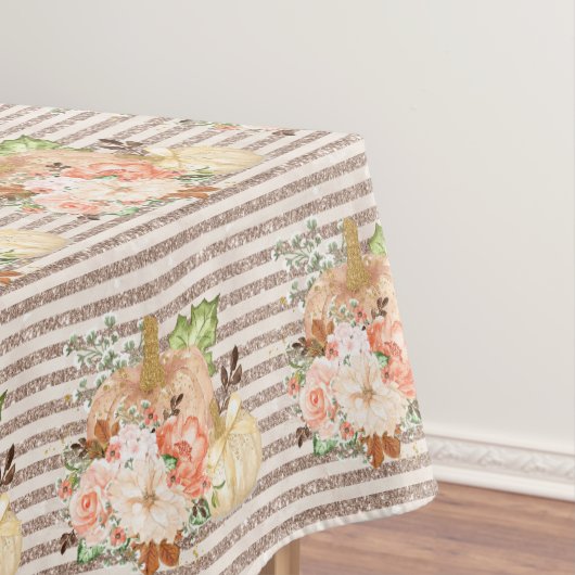  pompoen Roos gouden glitter streep patroon Tafelkleed (Voorbeeld)