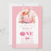 Pompoen Roze 1e Verjaardag Meisjes Herfst Herfst Kaart (Voorkant)