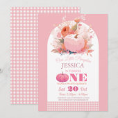 Pompoen Roze 1e Verjaardag Meisjes Herfst Herfst Kaart (Voorkant / Achterkant)