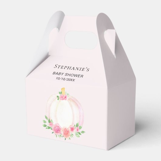 Pompoen Roze Bloemen Baby Meisjes Herfst Douche Bedankdoosjes (Voorkant Zijde)