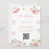 Pompoen Roze Bloemen Baby shower Details Kaart (Voorkant)