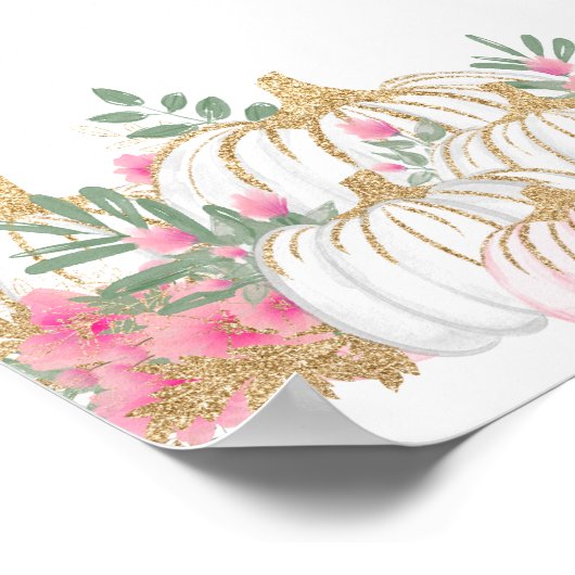 Pompoen Roze Bloemen Elegant Schattige Welkom Poster (Hoek)