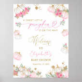 Pompoen Roze Bloemen Elegant Schattige Welkom Poster (Voorkant)