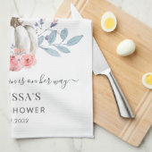 Pompoen Roze Bloemen Meisje Baby Shower Theedoek (Quarter Fold)